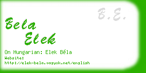 bela elek business card